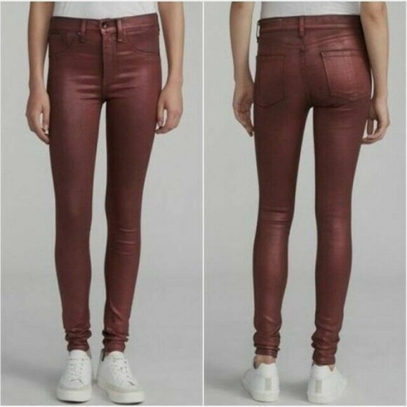Rag & Bone / JEAN Skinny Metallic Coated Stretch Jeans - Picture 8 of 12